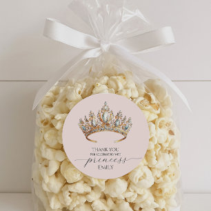 Pegatina Redonda Partido de Cumpleaños de la Corona de la Princesa 