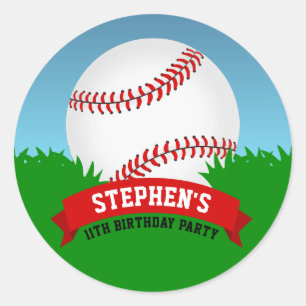Pegatina Redonda Partido de Cumpleaños del Béisbol