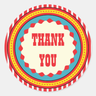 Pegatina Redonda Partido de Cumpleaños del Carnaval de Circo Gracia