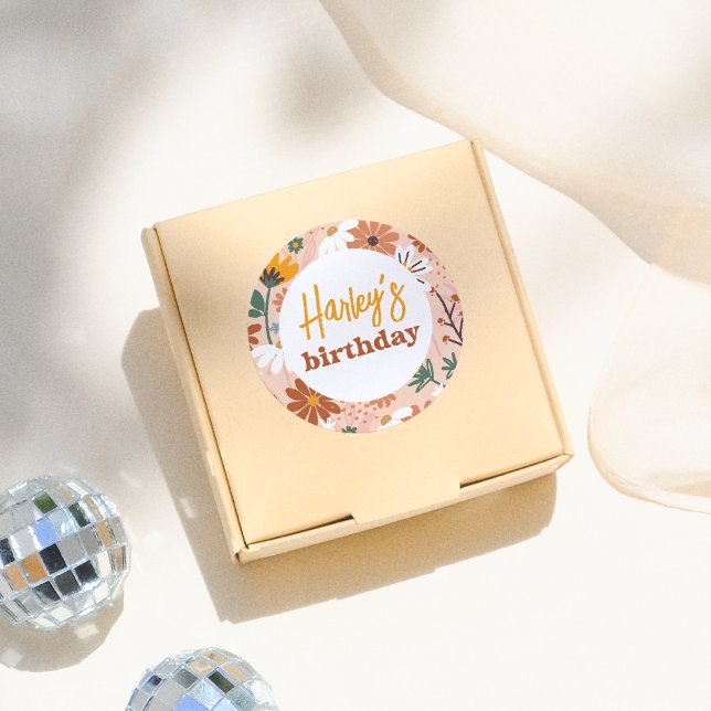 Pegatina Redonda Partido de cumpleaños del Chica de Flor Silvestre  (Subido por el creador)