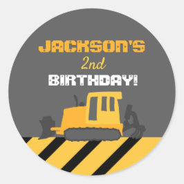 Pegatina Redonda Partido de Cumpleaños del Grado de Construcción