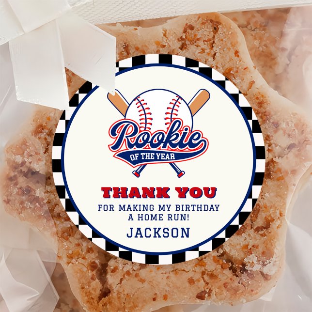 Pegatina Redonda Partido De Cumpleaños Del Personalizado De Béisbol (Subido por el creador)