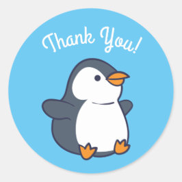 Pegatina Redonda Partido de Cumpleaños del Pingüino