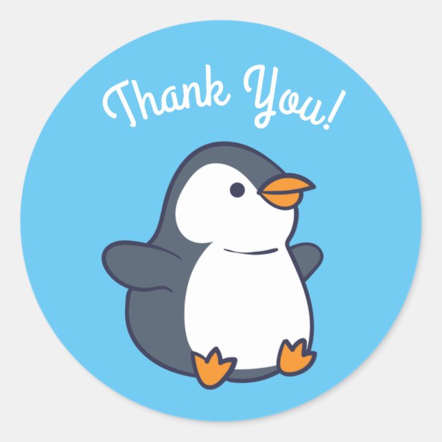 Pegatina Redonda Partido de Cumpleaños del Pingüino (Anverso)