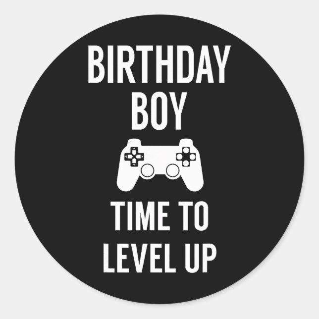 Pegatina Redonda Partido de cumpleaños del videojuego Boy (Anverso)