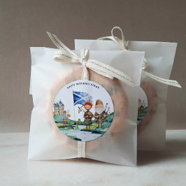 Pegatina Redonda Partido de Cumpleaños Temático de Escocia