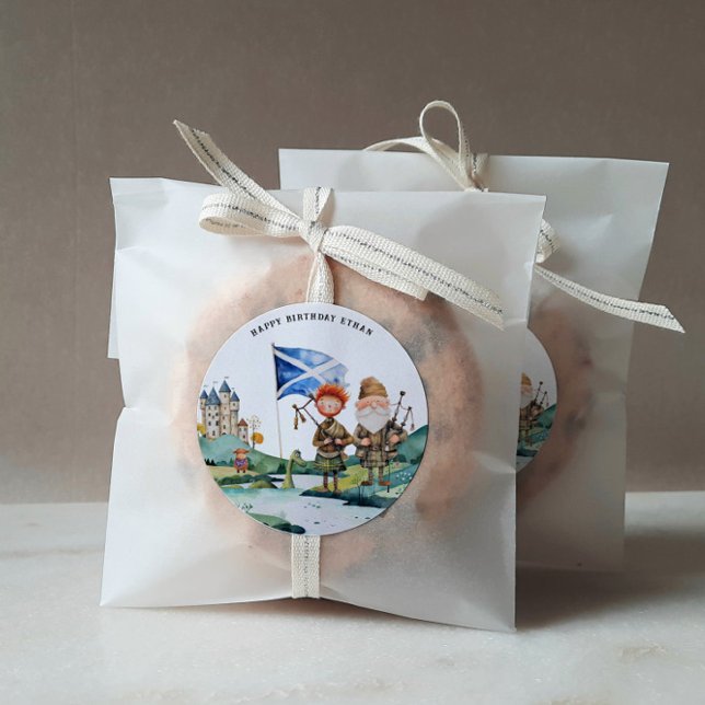 Pegatina Redonda Partido de Cumpleaños Temático de Escocia (Subido por el creador)