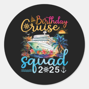 Pegatina Redonda Partido de cumpleaños V de la brigada de cruceros