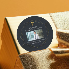 Pegatina Redonda Partido de Graduación de Foto de Escuela de Medici