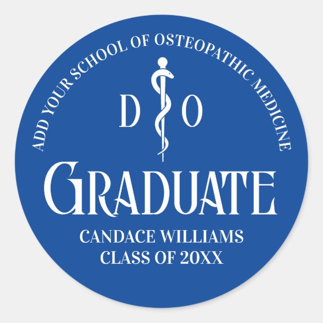 Pegatina Redonda Partido de Graduación de la Escuela Médica Osteopá (Anverso)
