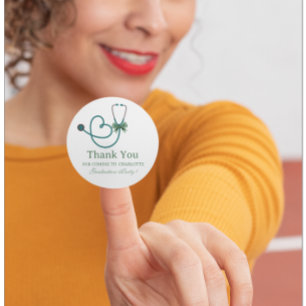 Pegatina Redonda Partido de Graduación de Médico de Enfermería Grac