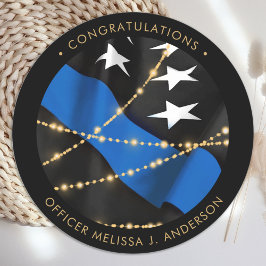 Pegatina Redonda Partido de Graduación de Oficiales de Policía Líne