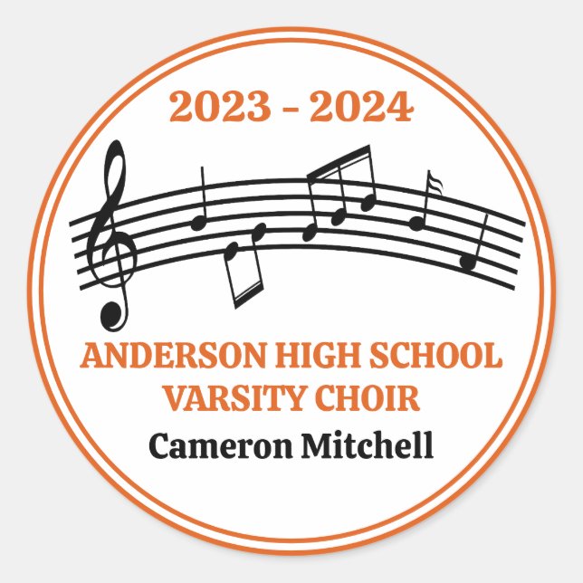 Pegatina Redonda Partido de Graduación del Personalizado del Coro n (Anverso)