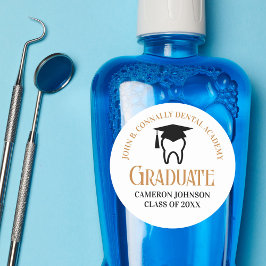 Pegatina Redonda Partido de Graduación Dentista de Personalizado de