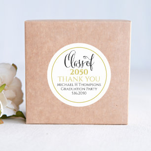 Pegatina Redonda Partido de Graduación Elegante Gold Moderno Script
