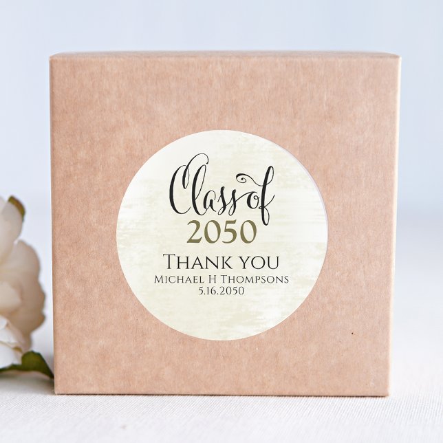 Pegatina Redonda Partido de Graduación Elegante Oro Negro Guión Mod (Subido por el creador)