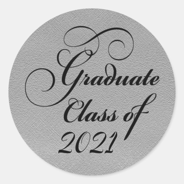 Pegatina Redonda Partido de Graduación Plata 2021 Gracias Seal (Anverso)