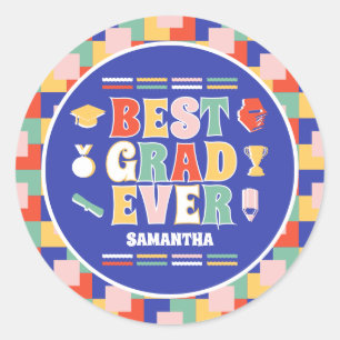 Pegatina Redonda Partido de Graduación Retro Mejor Grado de la Hist