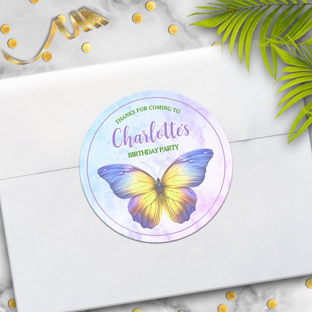 Pegatina Redonda Partido de la Mariposa Favor Gracias Pegatinas (Subido por el creador)