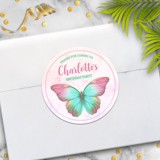 Pegatina Redonda Partido de la Mariposa Favor Gracias Pegatinas (Subido por el creador)