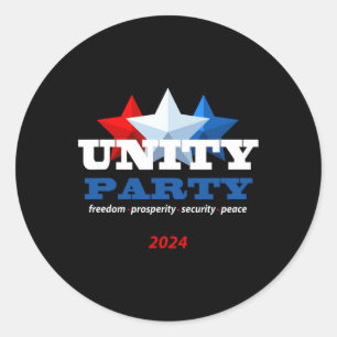 Pegatina Redonda Partido de la Unidad 2024 Trump Presidente 