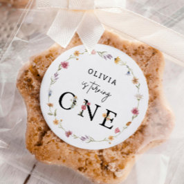 Pegatina Redonda Partido de los Primeros Años de la Flor Silvestre 