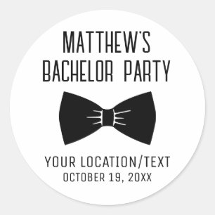 Pegatina Redonda Partido del bachiller Tuxedo Bow Tie Boda moderno
