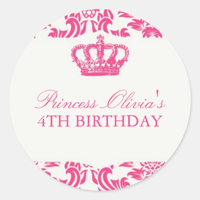 Pegatina Redonda Partido del Cumpleaños de la Princesa (Anverso)