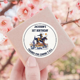 Pegatina Redonda Partido del Cumpleaños de los Vaqueros del Oeste