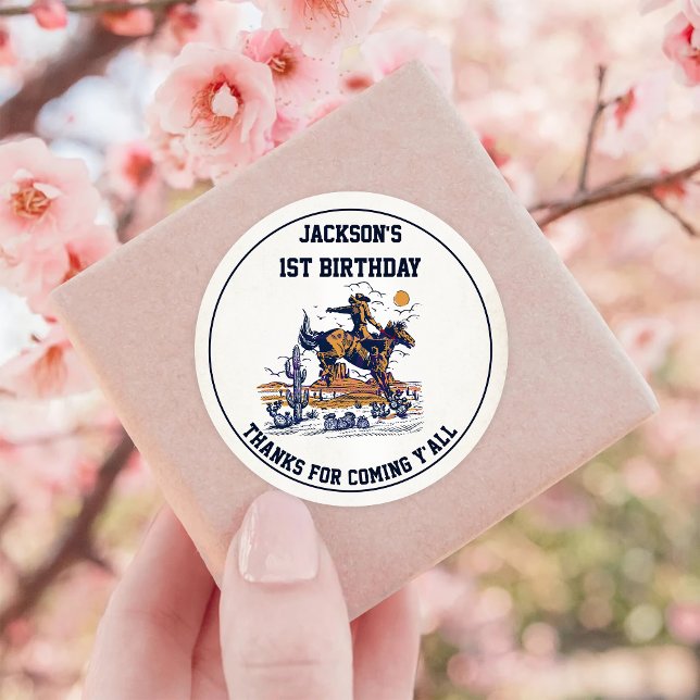 Pegatina Redonda Partido del Cumpleaños de los Vaqueros del Oeste (Subido por el creador)