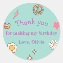 Pegatina Redonda Partido del Cumpleaños Groovy