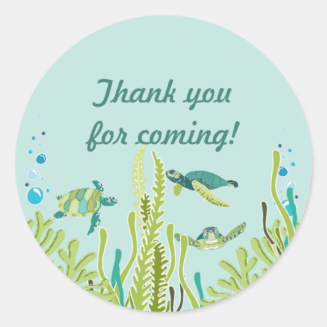 Pegatina Redonda Partido del Personalizable de las tortugas marinas (Anverso)