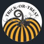 Pegatina Redonda Partido Halloween de la Calabaza Negra y Naranja a<br><div class="desc">personalizar con cualquier texto.</div>