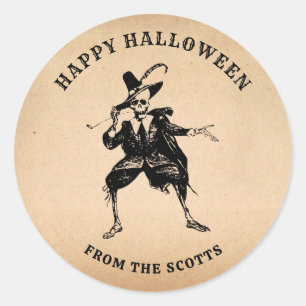 Pegatina Redonda Partido Halloween Favor Skeleton Gothic Vintage