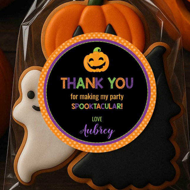 Pegatina Redonda Partido Halloween Jack O Lantern Gracias Por Favor (Subido por el creador)