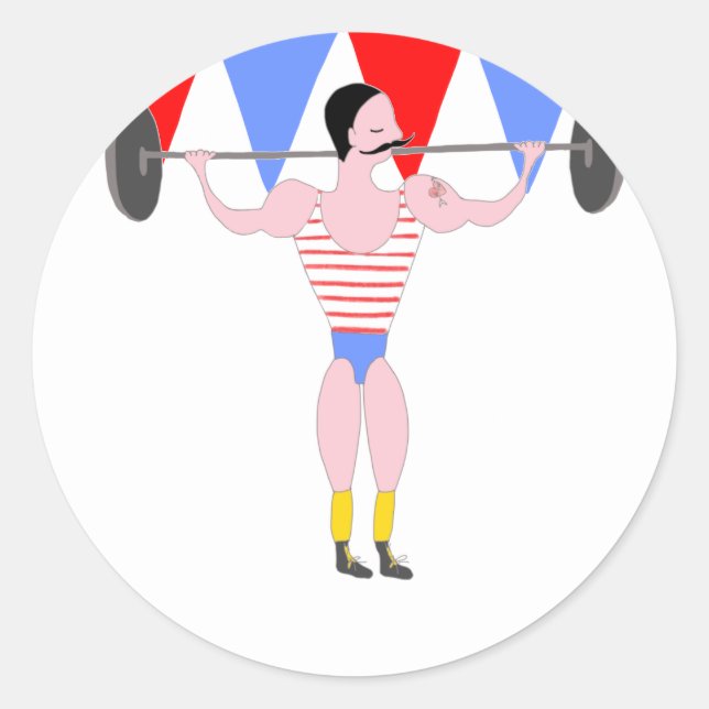 Pegatina Redonda Partido temático Circus Strong Man Circus (Anverso)