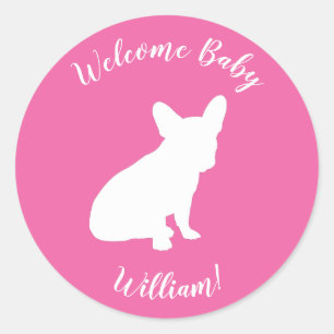 Pegatina Redonda Partido temático francés del Bulldog - Baby Shower