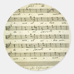 Pegatina Redonda Partituras antiguas, partitura musical antigua 181