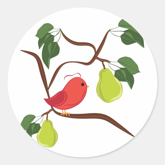 Pegatina Redonda Partridge In Pear Tree (Anverso)