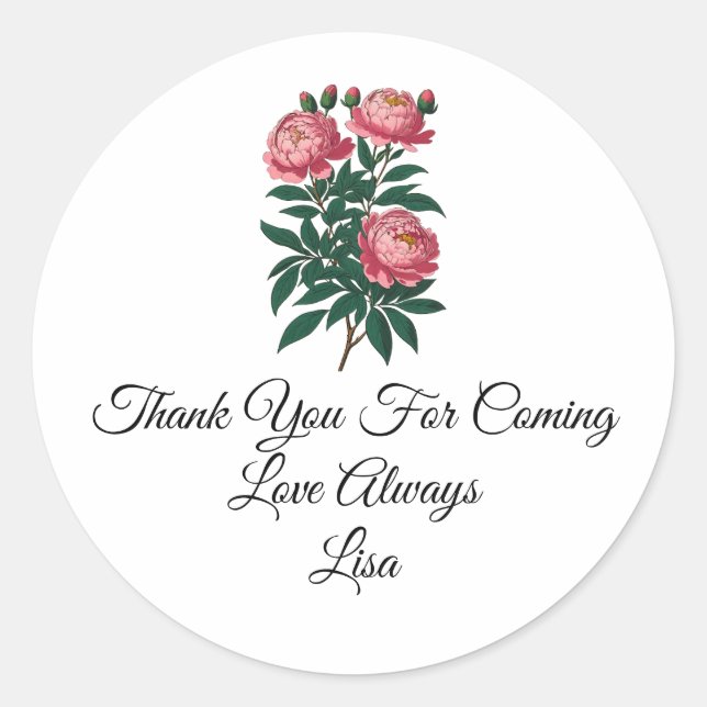 Pegatina Redonda Party Birthday Shower Thank You   (Anverso)