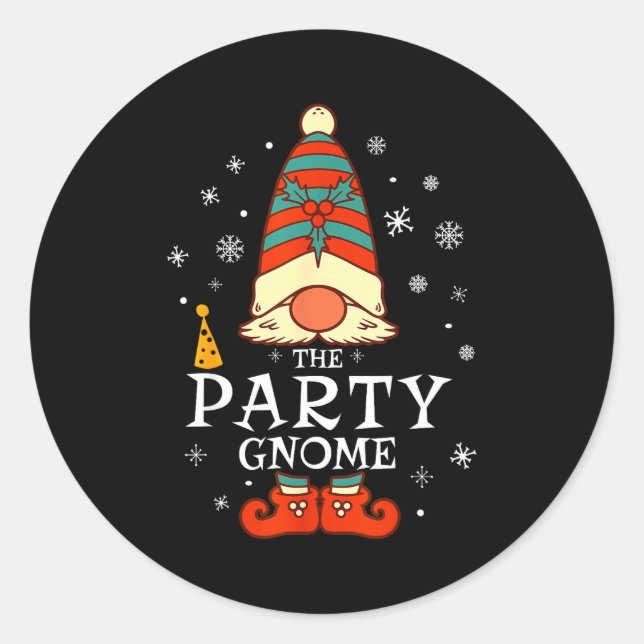Pegatina Redonda Party Gnome Xmas Group Family Matching Christmas H (Anverso)