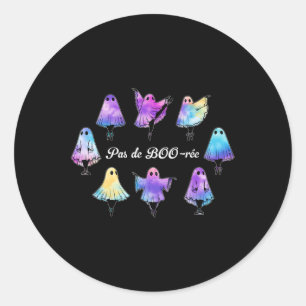 Pegatina Redonda Pas De Boo-rée Funny Ballet Fantasma Baila Hallowe