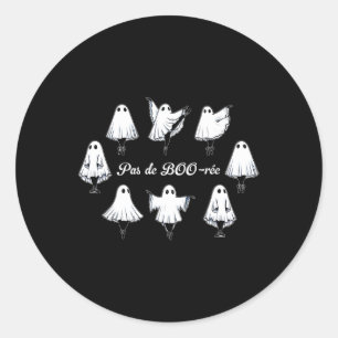 Pegatina Redonda Pas De Boo-rée Funny Ballet Fantasma Baila Hallowe