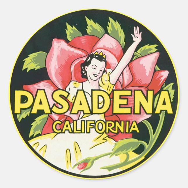 Pegatina Redonda Pasadena California (Anverso)