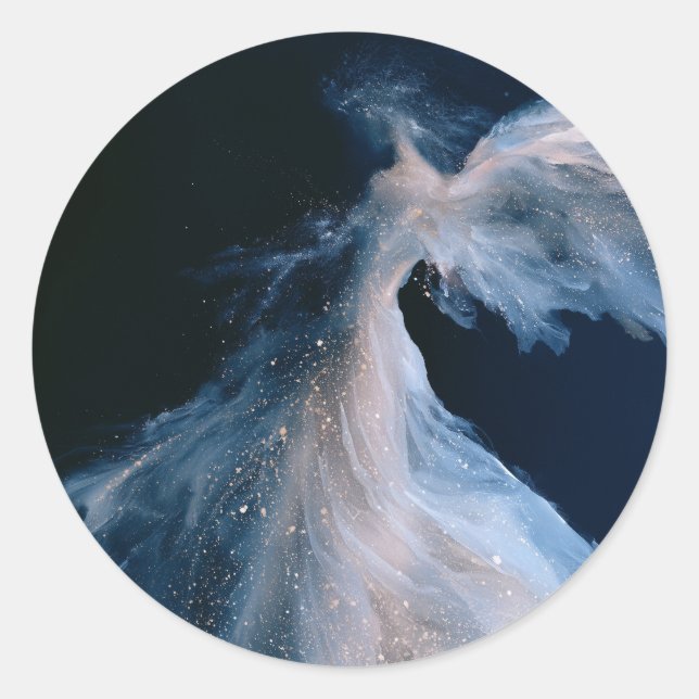 Pegatina Redonda Pasaje Celestial | Ángel Alado (Anverso)