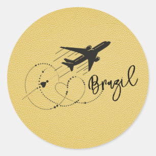 Pegatina Redonda Pasaporte de Brasil amarillo