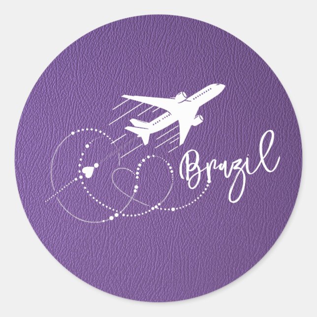 Pegatina Redonda Pasaporte de Brasil morado (Anverso)