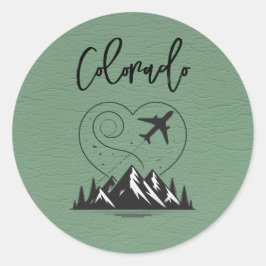 Pegatina Redonda Pasaporte de Colorado Verde