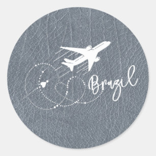 Pegatina Redonda Pasaporte de plata de Brasil