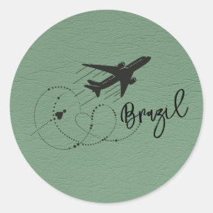 Pegatina Redonda Pasaporte verde de Brasil